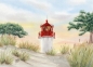 Preview: Postkarte DIN-A6 Aquarell Maritim Kunst Druck Kunstdruck Ostsee Kleiner Leuchtturm Hiddensee Rügen Strand Dünen